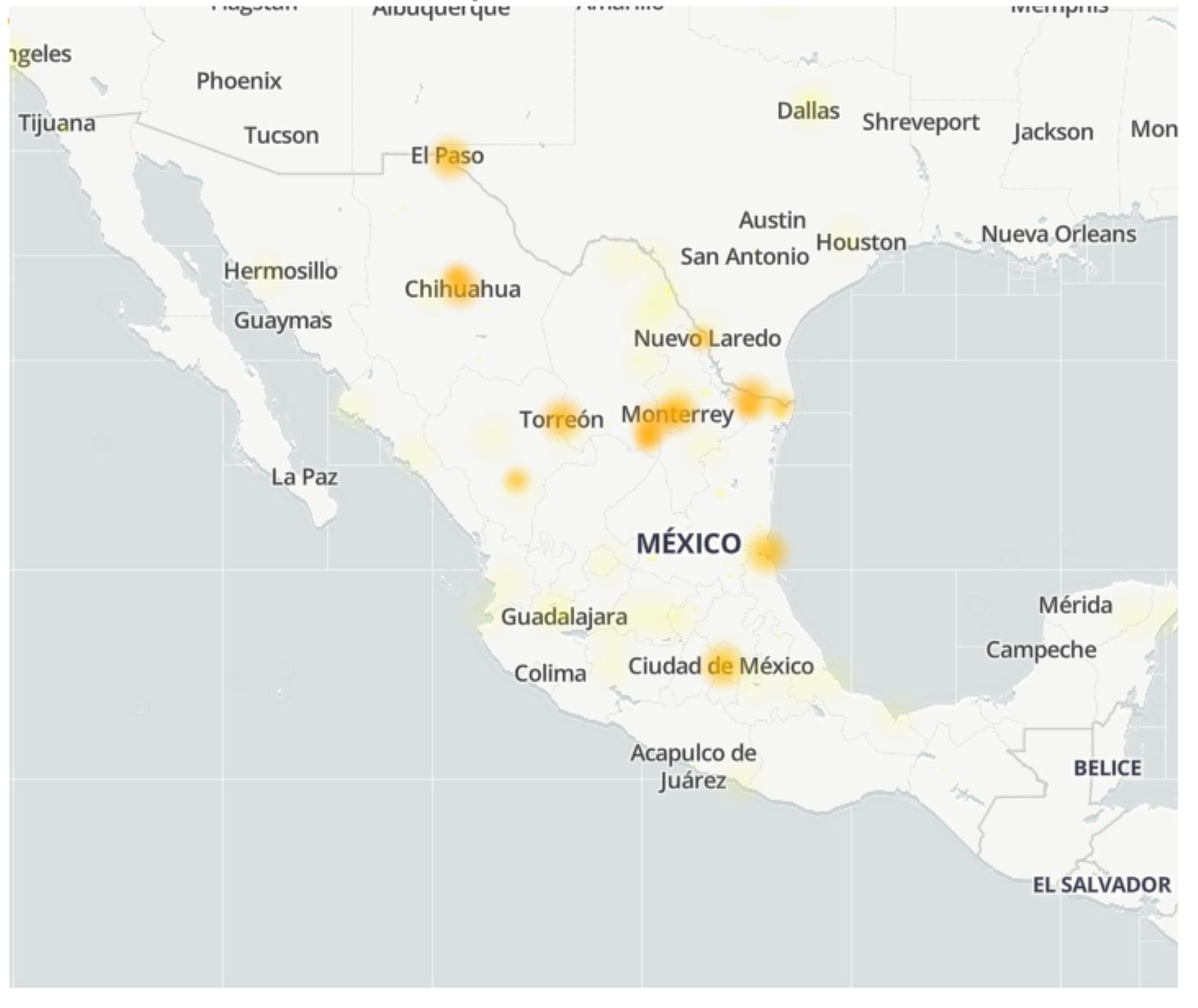 Mapa problemas telcel mayo 2022