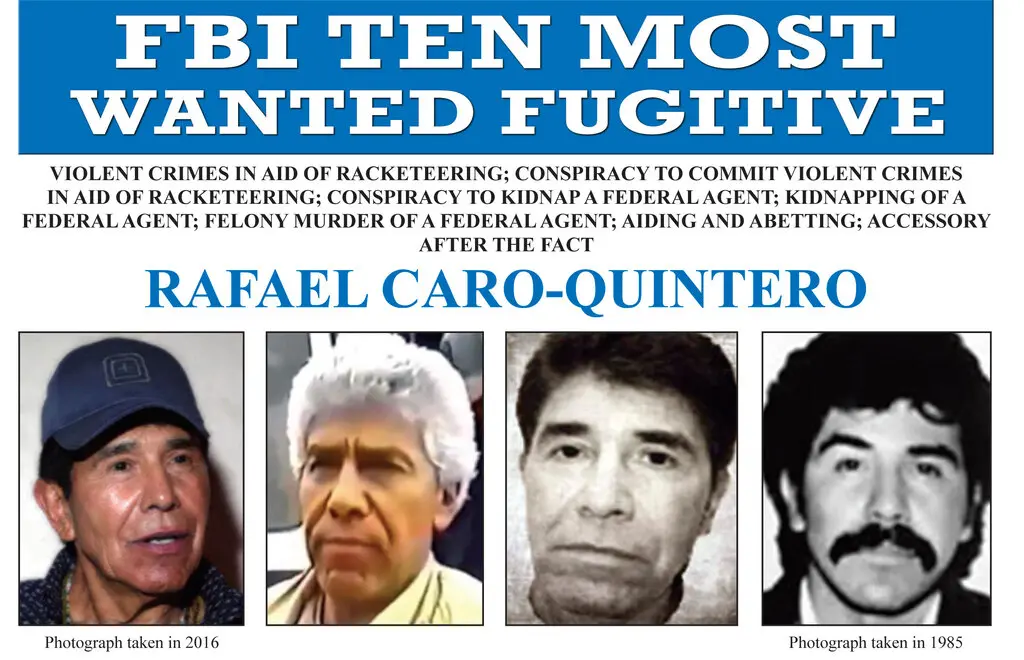 Mas buscados FBI con imágenes de Caro Quintero