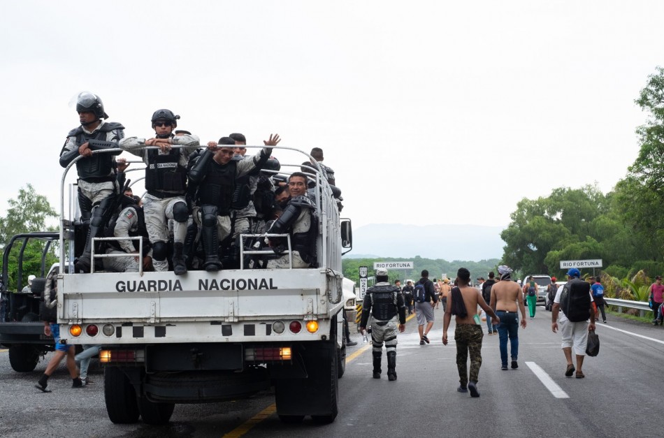 Caravana de migrantes en el sur de México rumbo a la frontera con Estados Unidos.