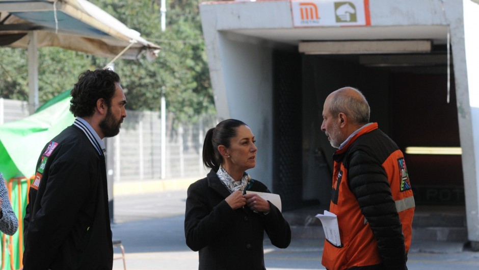 Claudia Sheinbaum, Andrés Lajous y Guillermo Calderón, director del Metro.