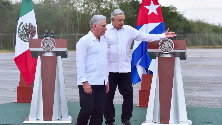 Los presidente de México y Cuba, Andrés Manuel López Obrador y Miguel Díaz-Canel