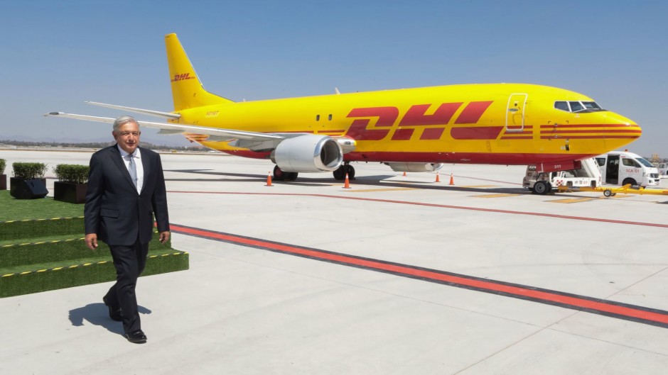 El presidente López Obrador en el Aeropuerto Internacional Felipe Ángeles.
