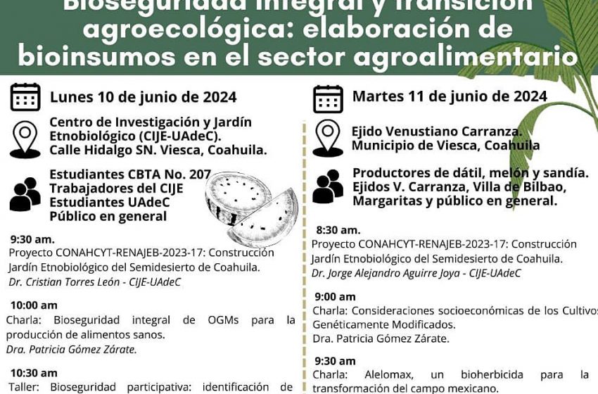 Promoverán UAdeC y CIBIOGEM la Bioseguridad y la Agroecología en Viesca, Coahuila