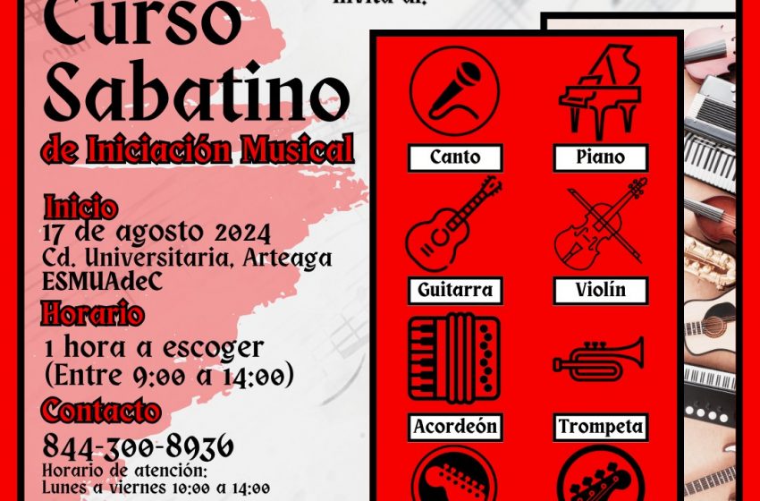  Ofrece UAdeC Cursos Sabatinos de Iniciación Musical