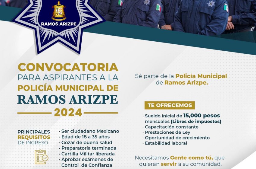 RECLUTARÁN A NUEVOSPOLICÍAS EN FERIA DEL EMPLEO DE RAMOS ARIZPE
