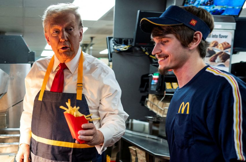  Trump trabajó en McDonald’s por un día y acusa que Harris nunca trabajó en uno