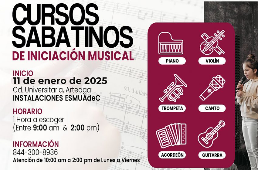Abre UAdeC Inscripciones para Cursos Sabatinos de Iniciación Musical