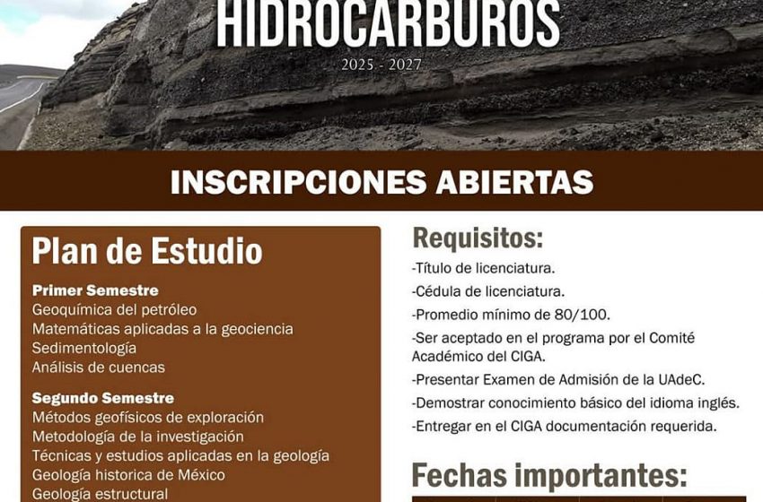  Convoca CIGE de la UAdeC Cursar la Maestría en Geología de Hidrocarburos