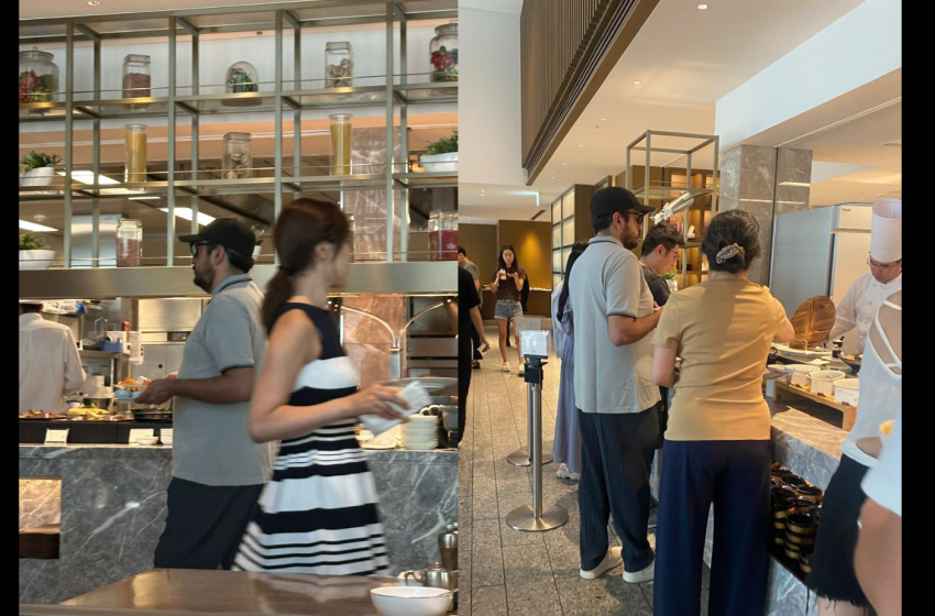 Captan a Andrés Manuel López Beltrán desayunando en lujoso hotel de Tokio