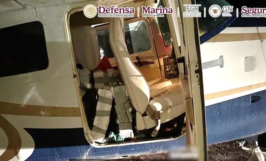 Interceptan aeronave con 247 kilos de cocaína en Colima; detienen a tres