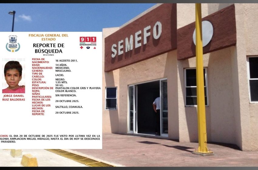 Hallazgo del cuerpo de un menor desaparecido en Saltillo